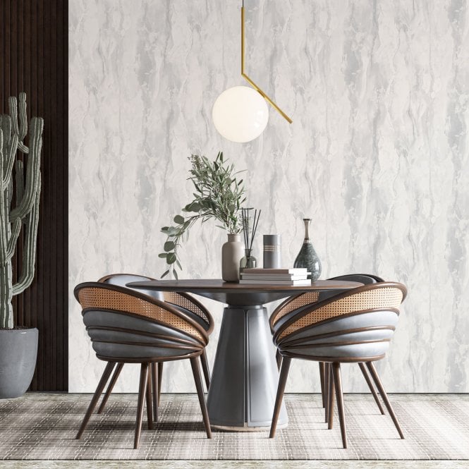 Palermo Marble Silver Glitter Wallpaper by Debona 9132