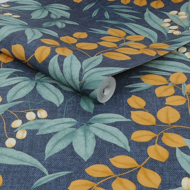 Persephone Navy / Ochre Wallpaper by Superfresco Easy 122413