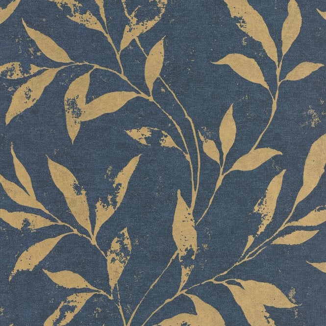 Phoenix Even Motifs Navy / Gold Wallpaper by Grandeco Vertical Art A48302