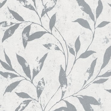Vertical Art Wallpaper | Phoenix Edge Motifs Trail White / Silver | Grandeco A48301