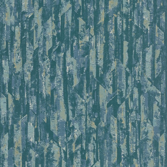 Phoenix Imperia Blue / Gold Wallpaper by Grandeco Vertical Art A53604