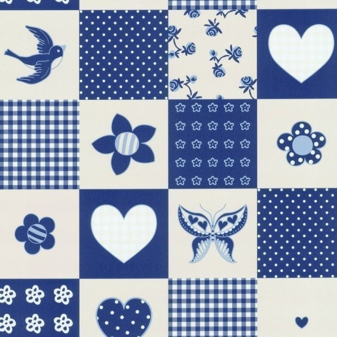 Playground Navy Blue / Cream Patchwork Wallpaper by P+S International 05626-40