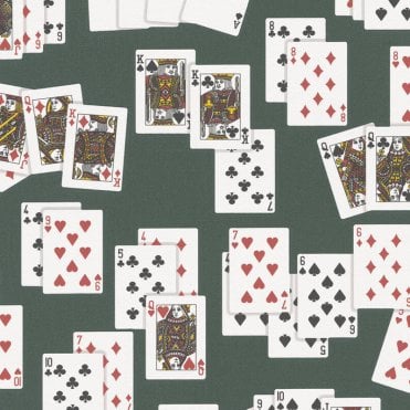 tion Wallpaper | Playing Cards Green | 2981-26