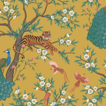 Priya Chinoiserie Mustard Multi Wallpaper by The Design Library 285658