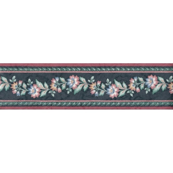 Provencale Floral Navy / Red Border by Coloroll 256984