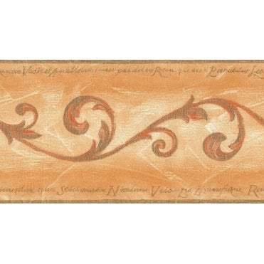 Radiance Scroll Yellow / Terracotta Border by Country Decor RAD-1474B