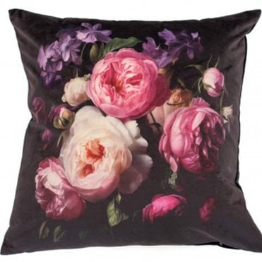 Rana Dark Bloom Velvet 43cm Square Cushion from Malini