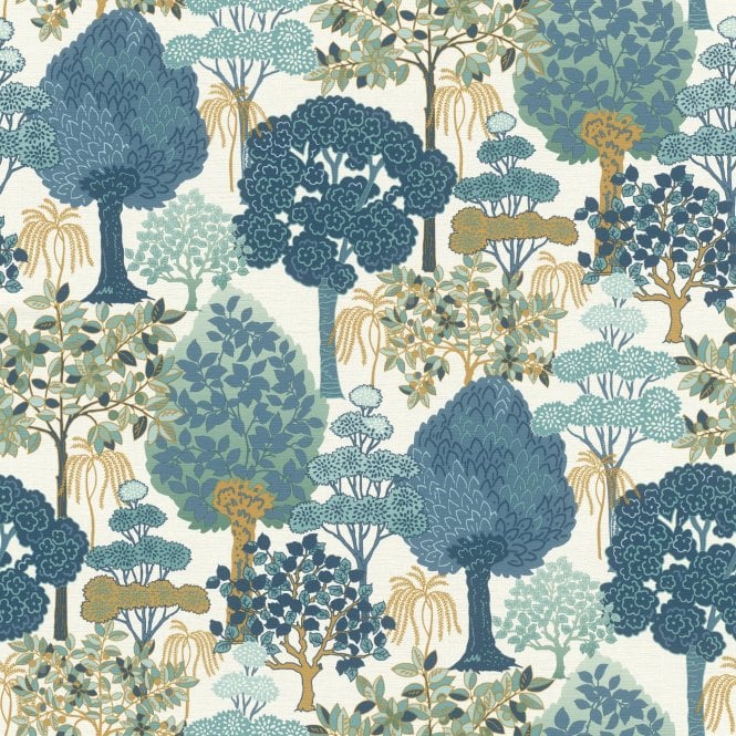 Rhapsody Woodland Blue Wallpaper from Rasch 692501