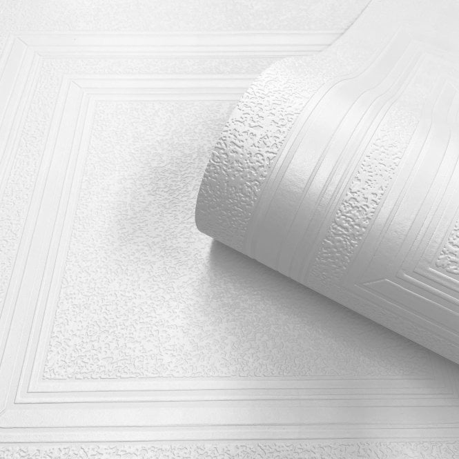 Richmond Paintable Wood Panel White Blown Vinyl Wallpaper by Belgravia 5836
