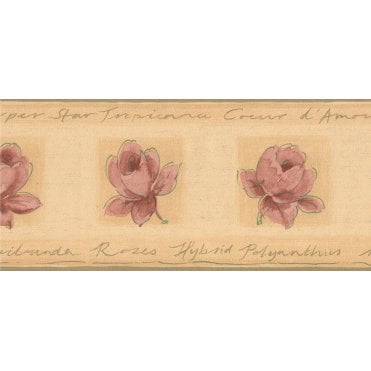 Romantic Rose Bloom Motif Peach / Red Border by Zen 4742