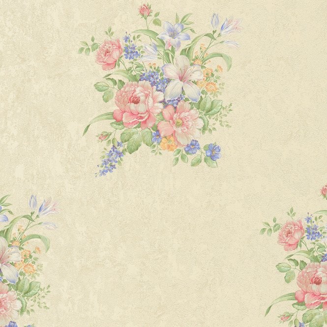 Romantico Flower Bouquet Cream / Green Wallpaper by AS Creation 37225-1