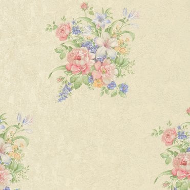 Romantico Flower Bouquet Cream / Green Wallpaper by AS Creation 37225-1