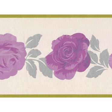 Rose Blooms Purple / Cream Border by Fine Decor 191313