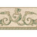 SAMPLE - Acanthus Scroll & Motif Green / Cream Blown Vinyl Border by UGEPA F19004