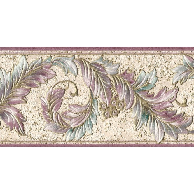 SAMPLE - Acanthus Scroll Pink / Gold Blown Vinyl Border by Country Decor 4201B