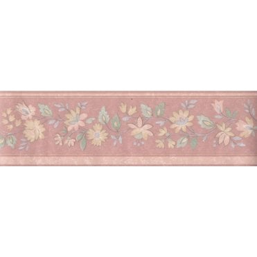 SAMPLE - Alvina Floral Peach 10 Metre Border by Coloroll 394150