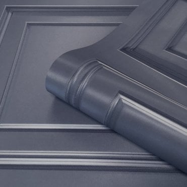 SAMPLE - Amara Wood Panel Wallpaper Dark Blue by Belgravia Decor GB 7375