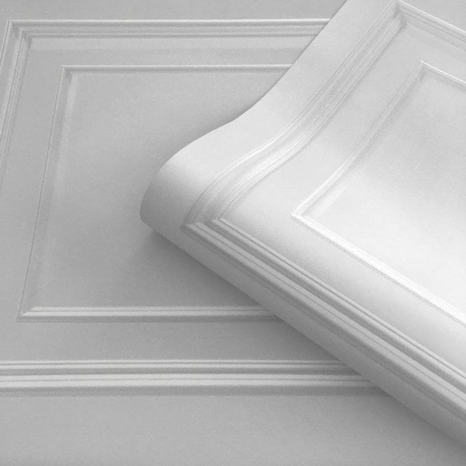 SAMPLE - Amara Wood Panel Wallpaper Soft Silver by Belgravia Decor GB 7376