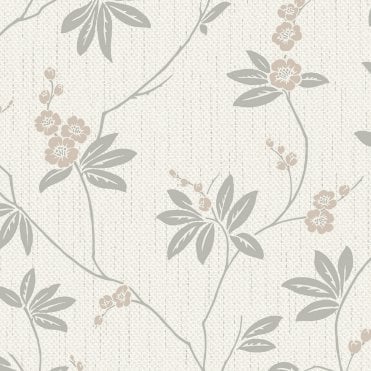 SAMPLE - Amelie Blossom White / Beige Wallpaper by Belgravia Decor 3024