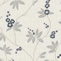 SAMPLE - Amelie Blossom White / Navy Wallpaper by Belgravia Decor 3023