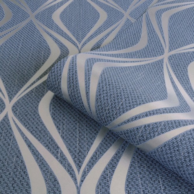 SAMPLE - Amelie Geo Wave Navy Wallpaper by Belgravia Decor 3012