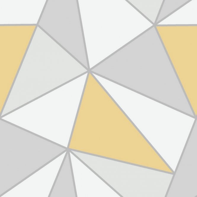 SAMPLE - Apex Geo Heavyweight Wallpaper Yellow Grey by Fine Decor FD42429