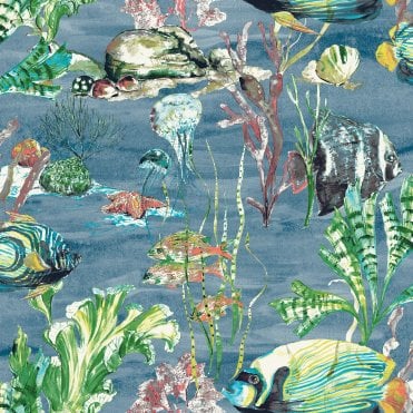 SAMPLE - Aquarium Blue Wallpaper by Grandeco Life A61302