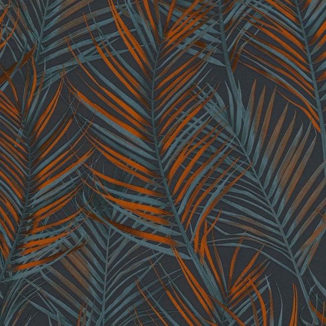 SAMPLE - Attractive 2 Palm Leaves Wallpaper Black by AS Creation 39038-6