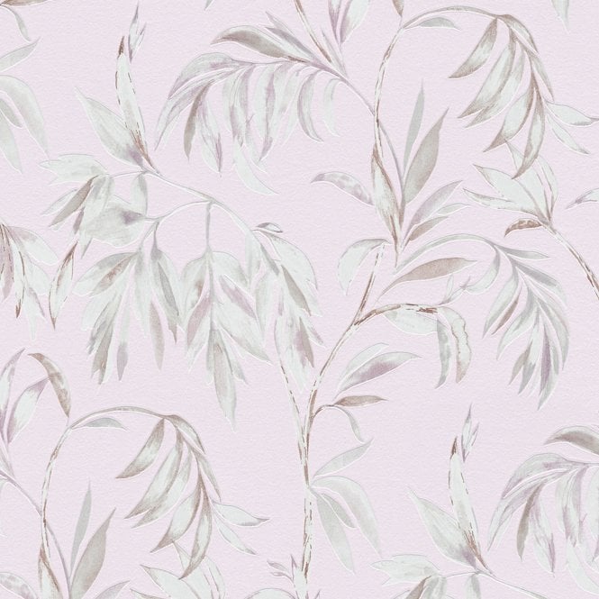 SAMPLE - Attractive Leaves Trail Wallpaper Pink / Grey by AS Creation 37830-5