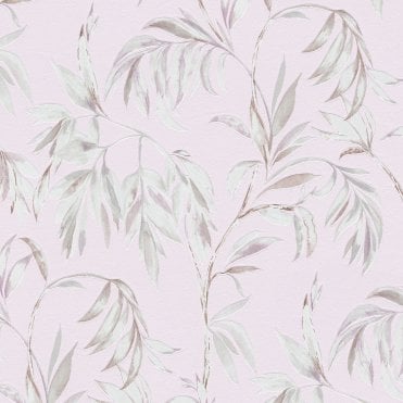SAMPLE - Attractive Leaves Trail Wallpaper Pink / Grey by AS Creation 37830-5