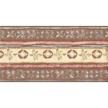 SAMPLE - Aztec Stencil Floral Terracotta / Cream Border by Crown 58585