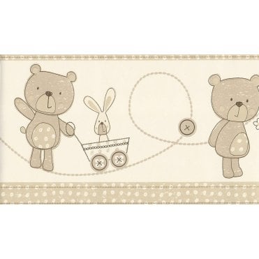 SAMPLE - Bear & Boo Beige / Cream Border by Decorline DLB50070