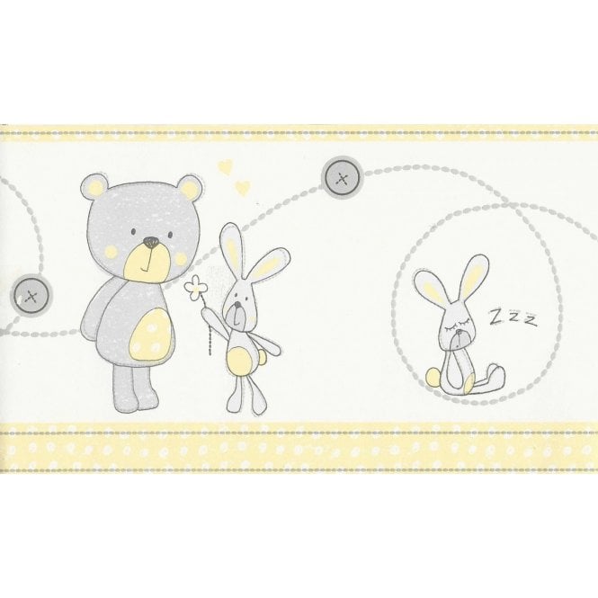 SAMPLE - Bear & Boo Lemon / Grey Border by Decorline DLB50071