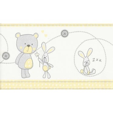 SAMPLE - Bear & Boo Lemon / Grey Border by Decorline DLB50071