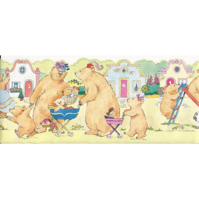 SAMPLE - Bears Day Out Multicolour Scalloped Border by Rasch 117400