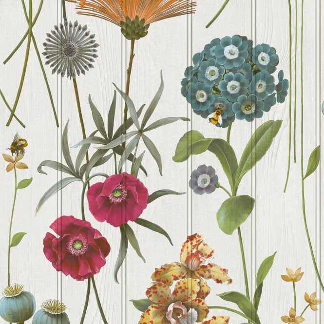 SAMPLE - Botanist Panel White / Multi Wallpaper by Belgravia Decor 4770