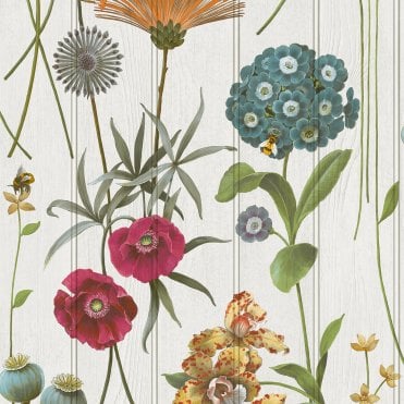 SAMPLE - Botanist Panel White / Multi Wallpaper by Belgravia Decor 4770
