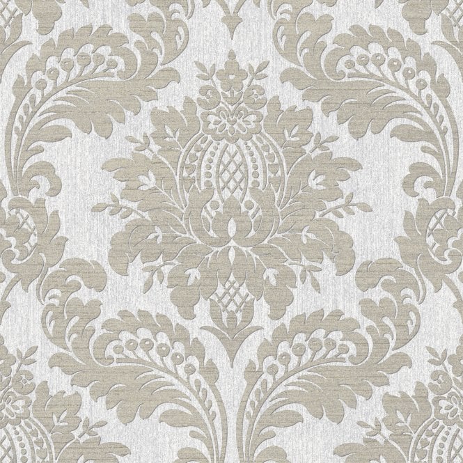 SAMPLE - Boutique Archive Damask Grey Wallpaper by Graham & Brown 119972