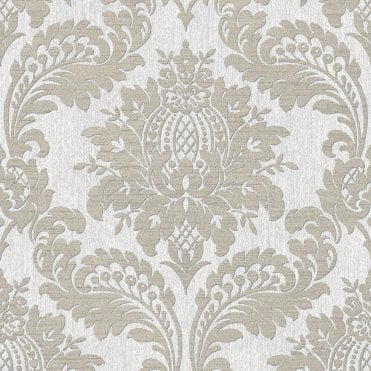 SAMPLE - Boutique Archive Damask Grey Wallpaper by Graham & Brown 119972