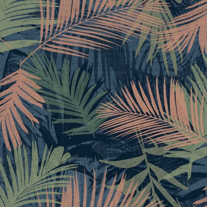 SAMPLE - Boutique Jungle Glam Blue - Green Wallpaper by Graham & Brown 104264