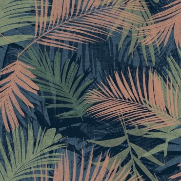 SAMPLE - Boutique Jungle Glam Blue - Green Wallpaper by Graham & Brown 104264