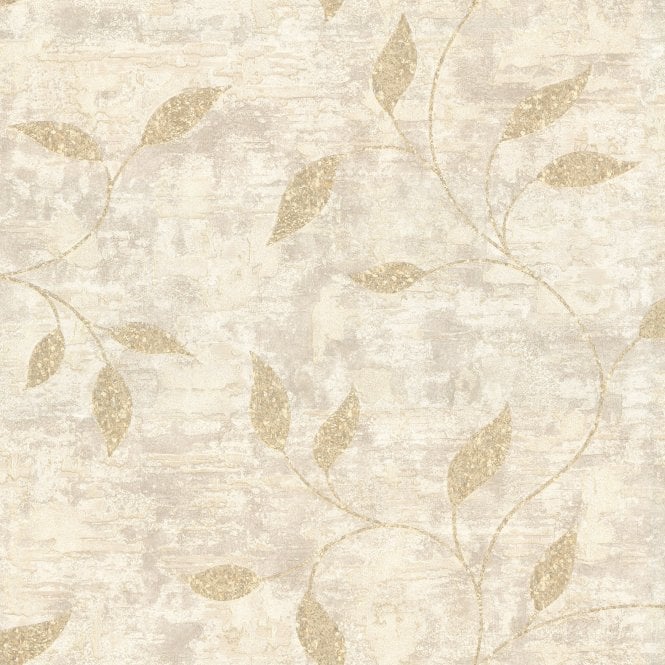 SAMPLE - Boutique Ornamental Leaf Cream Heavyweight Vinyl Wallpaper by Graham & Brown 128805