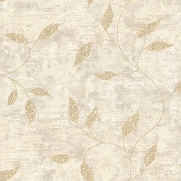 SAMPLE - Boutique Ornamental Leaf Cream Heavyweight Vinyl Wallpaper by Graham & Brown 128805