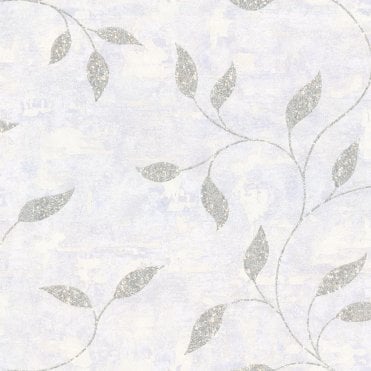 SAMPLE - Boutique Ornamental Leaf Silver Heavyweight Vinyl Wallpaper by Graham & Brown 128811