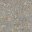 SAMPLE - Boutique Ornamental Leaf Steel/Gold Heavyweight Vinyl Wallpaper by Graham & Brown 128796