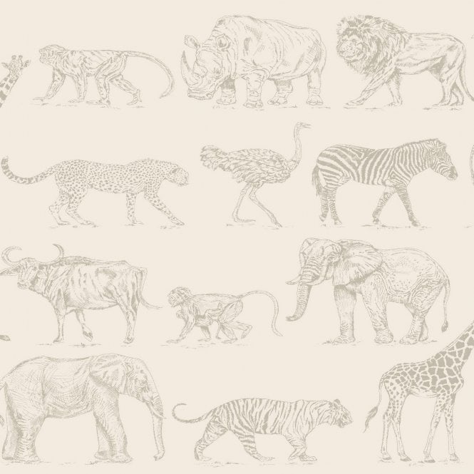 SAMPLE - Boutique Safari Cream Wallpaper by Graham & Brown 104894