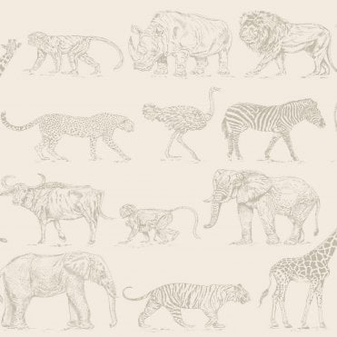 SAMPLE - Boutique Safari Cream Wallpaper by Graham & Brown 104894
