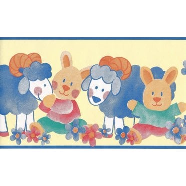 SAMPLE - Bunny Yellow / Blue Border by Coloroll 500285 - Border Sample (30 x 0 cm)