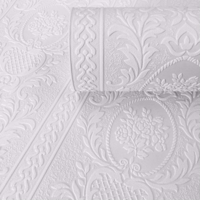 SAMPLE - Cameo Stripe White Blown Vinyl Wallpaper by A.S. Creation 2616-18