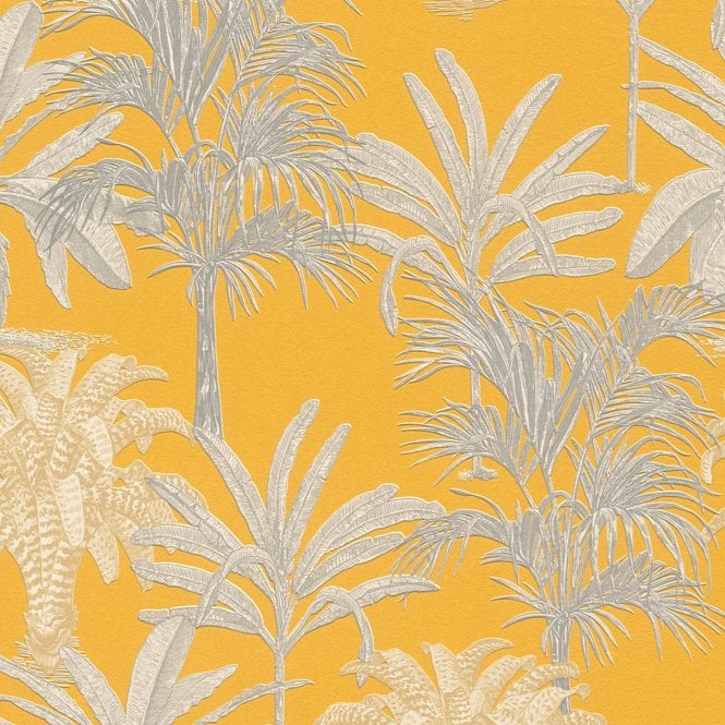 SAMPLE - Change is Good Jungle Palms Yellow Wallpaper by Michalsky Living 37983-3